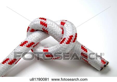 Stock Image - Overhand Knot on white background. Fotosearch