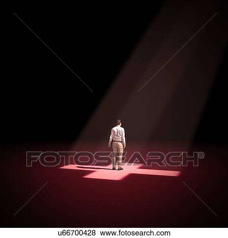 Stock Photo - Person standing on red cross, illustration.. Fotosearch