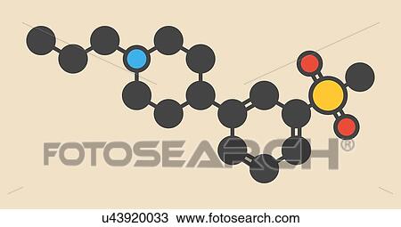 Pridopidine Huntington's disease drug molecule. Stylized skeletal formula (chemical structure): Atoms are shown as color-coded circles: hydrogen (hidden), carbon (grey), nitrogen (blue), oxygen (red), sulfur (yellow). View Large Photo Image Stock Image - Pridopidine Huntington's disease drug molecule. Stylized skeletal formula (chemical structure): Atoms are shown as color-coded circles: hydrogen (hidden), carbon (grey), nitrogen (blue), oxygen (red), sulfur (yellow).. Fotosearch