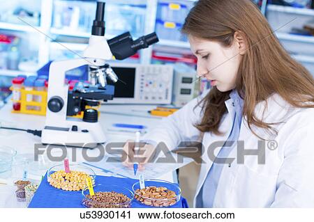 Stock Image - Scientist testing foods. Fotosearch