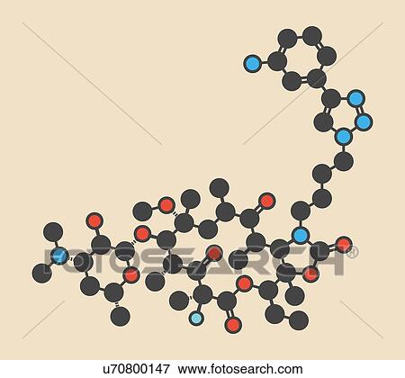 Solithromycin antibiotic drug molecule. Stylized skeletal formula (chemical structure): Atoms are shown as color-coded circles: hydrogen (hidden), carbon (grey), nitrogen (blue), oxygen (red), fluorine (cyan). View Large Photo Image Stock Photo - Solithromycin antibiotic drug molecule. Stylized skeletal formula (chemical structure): Atoms are shown as color-coded circles: hydrogen (hidden), carbon (grey), nitrogen (blue), oxygen (red), fluorine (cyan).. Fotosearch