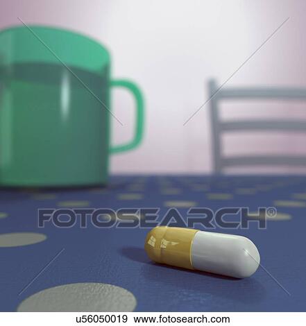 Stock Photo - Stimulant drug such as methylphenidate, used for treating attention deficit hyperactivity disorder in children. Computer artwork.. Fotosearch