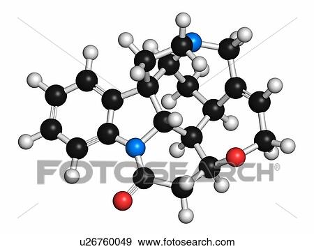 Strychnine poisonous alkaloid molecule. Isolated from Strychnos nux-vomica tree. Atoms are represented as spheres with conventional colour coding: hydrogen (white), carbon (grey), oxygen (red), nitrogen (blue). View Large Photo Image Stock Photo - Strychnine poisonous alkaloid molecule. Isolated from Strychnos nux-vomica tree. Atoms are represented as spheres with conventional colour coding: hydrogen (white), carbon (grey), oxygen (red), nitrogen (blue).. Fotosearch