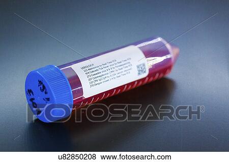Stock Photo - Test tube containing blood sample, studio shot.. Fotosearch