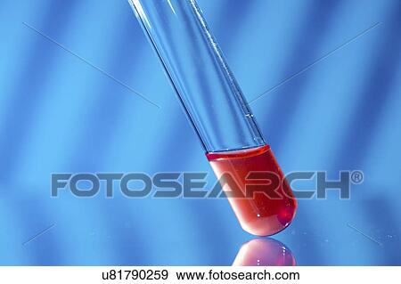 Test tube with blood sample against blue background. View Large Photo Image Stock Photo - Test tube with blood sample against blue background.. Fotosearch
