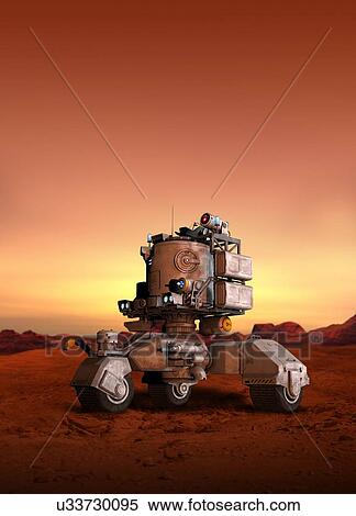 Stock Photography - Vehicle on surface of red planet, illustration.. Fotosearch