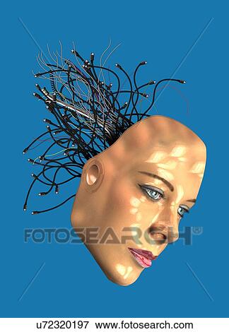Female android's head, illustration. View Large Photo Image Stock Photo - Female android's head, illustration.. Fotosearch