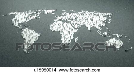 World map with human figures, illustration. View Large Photo Image Picture - World map with human figures, illustration.. Fotosearch