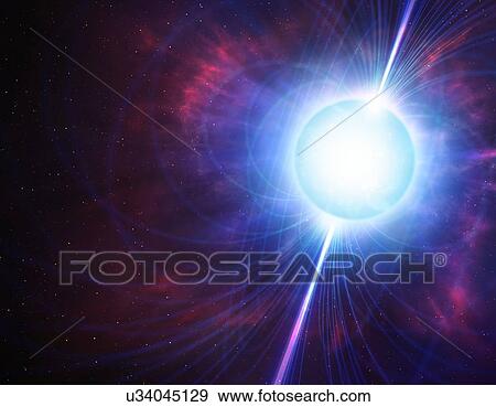 Stock Photo - Artwork of a magnetar. Fotosearch