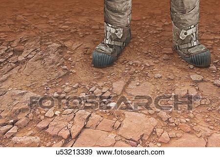Artwork of a man on Mars View Large Photo Image Stock Photo - Artwork of a man on Mars. Fotosearch