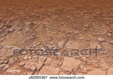 Artwork of footprints on Mars View Large Photo Image Stock Photo - Artwork of footprints on Mars. Fotosearch