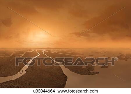 Picture - Artwork of River Delta on Titan. Fotosearch