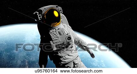 Picture - Astronaut in space, illustration. Fotosearch