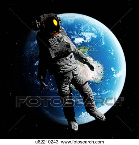 Stock Image - Astronaut in space, illustration. Fotosearch