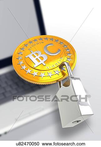 Bitcoin and padlock, illustration View Large Photo Image Stock Image - Bitcoin and padlock, illustration. Fotosearch