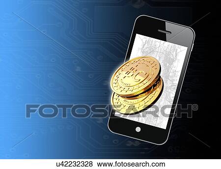 Bitcoins and smartphone, illustration View Large Photo Image Stock Photo - Bitcoins and smartphone, illustration. Fotosearch