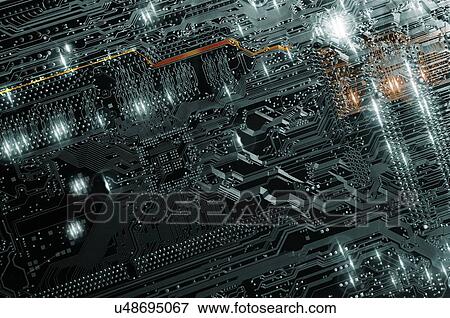 Stock Photo - Computer motherboard and electrodes. Fotosearch
