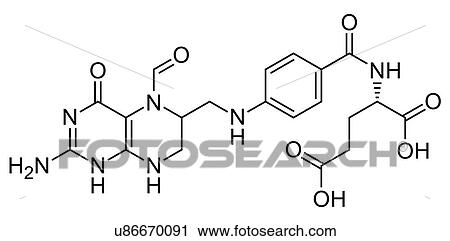 Stock Image - Folinic acid, skeletal formula. Fotosearch
