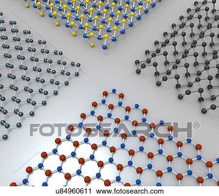 Stock Image - Four two-dimensional materials. Fotosearch