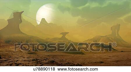 Stock Photo - Gas Giant Seen From Orbiting Moon. Fotosearch