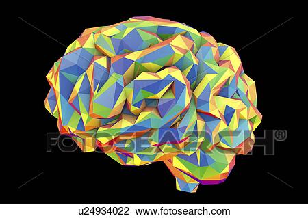Stock Image - Human brain, low-polygonal illustration. Fotosearch