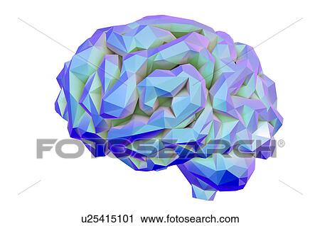 Stock Image - Human brain, low-polygonal illustration. Fotosearch