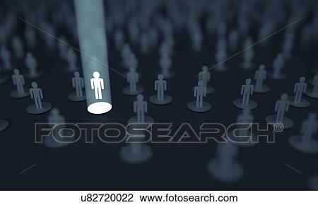 Stock Image - Human figure illuminated in white light, illustration. Fotosearch