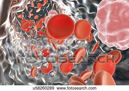 Stock Photo - Nanoparticles in blood, illustration. Fotosearch