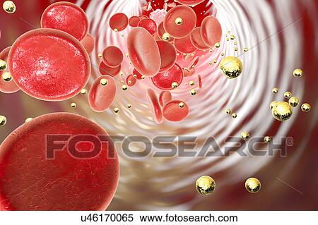 Stock Photography - Nanoparticles in blood, illustration. Fotosearch