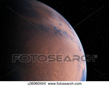 Picture - Planet in space, illustration. Fotosearch