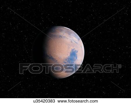 Stock Image - Planet in space, illustration. Fotosearch
