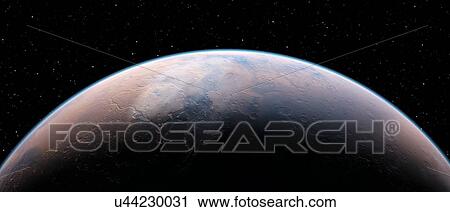 Planet in space, illustration View Large Photo Image Stock Image - Planet in space, illustration. Fotosearch