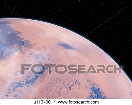 Planet in space, illustration View Large Photo Image Stock Photo - Planet in space, illustration. Fotosearch
