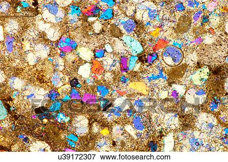 Sandstone, thin section, polarized LM View Large Photo Image Stock Photo - Sandstone, thin section, polarized LM. Fotosearch