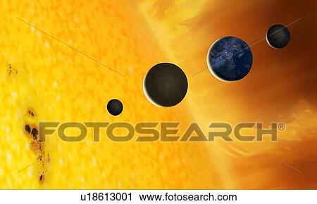 Stock Image - Sun and Terrestrial Planets. Fotosearch