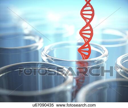 Stock Photography - Test tubes with dna strand, illustration. Fotosearch