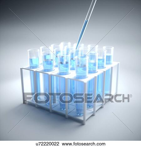 Stock Image - Test tubes with pipette, illustration. Fotosearch