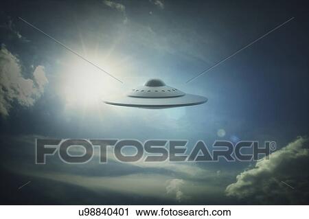 Ufo in sky, illustration View Large Photo Image Stock Image - Ufo in sky, illustration. Fotosearch