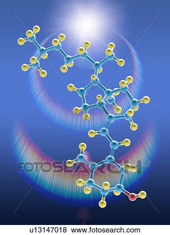 Stock Photo - Vitamin D molecule and sun flare, artwork. Fotosearch