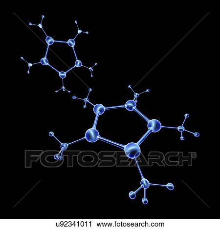 Stock Image - Abstract molecule model, illustration. Fotosearch