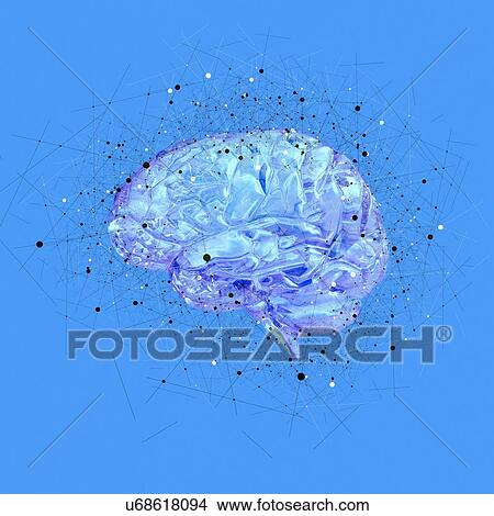 Picture - Atomic structure of the human brain, illustration. Fotosearch