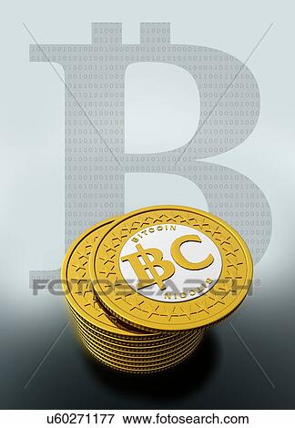 Stock Photo - Bitcoin symbol and coins. Fotosearch