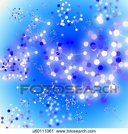 Stock Image - Blue and white molecules, illustration. Fotosearch