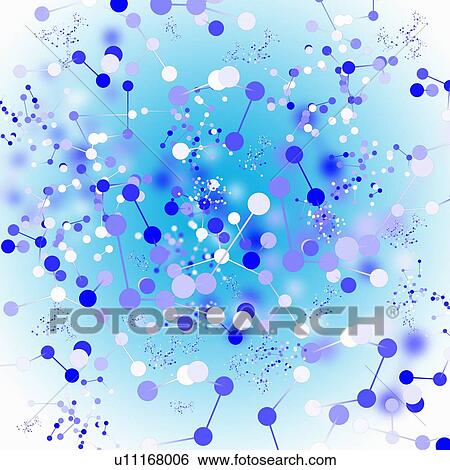 Stock Photograph - Blue and white molecules, illustration. Fotosearch