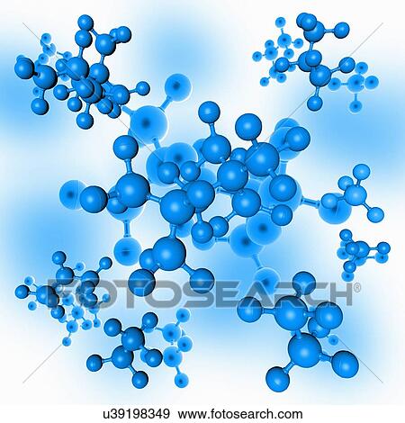 Stock Photo - Blue molecules, illustration. Fotosearch