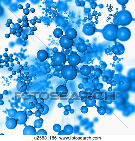 Stock Photograph - Blue molecules, illustration. Fotosearch