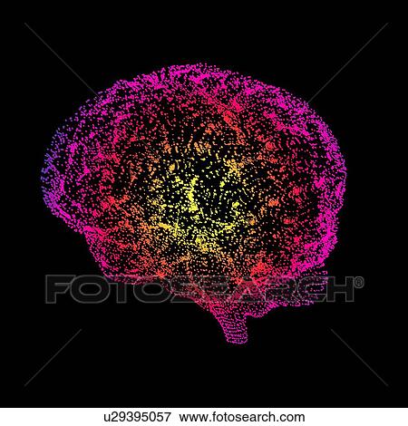 Stock Photo - brain made of dots on black 1_0 16876_colour_brighter2. tif. Fotosearch