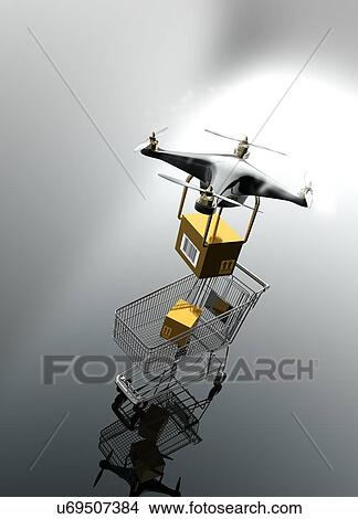 Picture - Drone delivery. Fotosearch