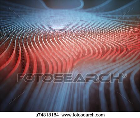 Picture - Fingerprint shape in binary code, illustration. Fotosearch