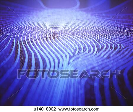 Stock Image - Fingerprint shape in binary code, illustration. Fotosearch